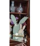 RABBIT FELT ON WOODEN BASE GREEN