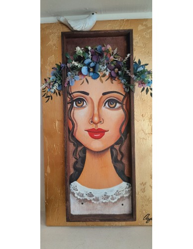 ΚΑΡΙΠΙΔΟΥ,ΠΙΝΑΚΑΣ ΖΩΓΡΑΦΙΚΗΣ ,ΚΟΡΙΤΣΙ ΜΕ ΠΕΡΙΣΤΕΡΙ 44Χ26CM